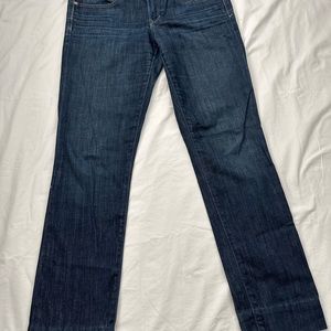 Gap 1969 Real Straight Jeans Size 29 Dark Wash Stretch Mid Rise Zip Fly Blue